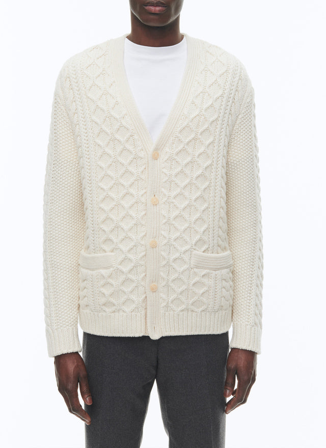 Wool Cable Knit Cardigan