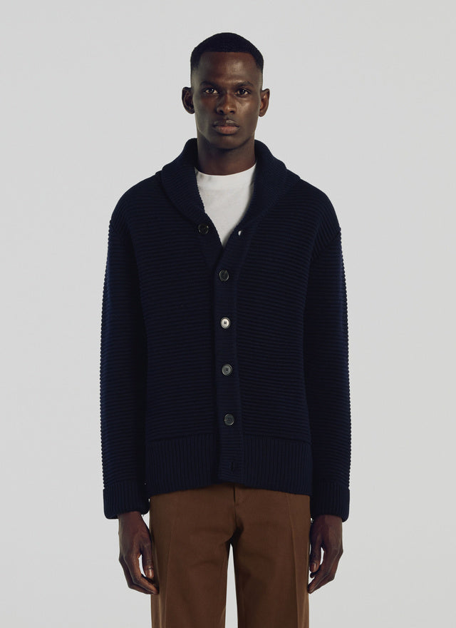 Midnight blue merino wool cardigan