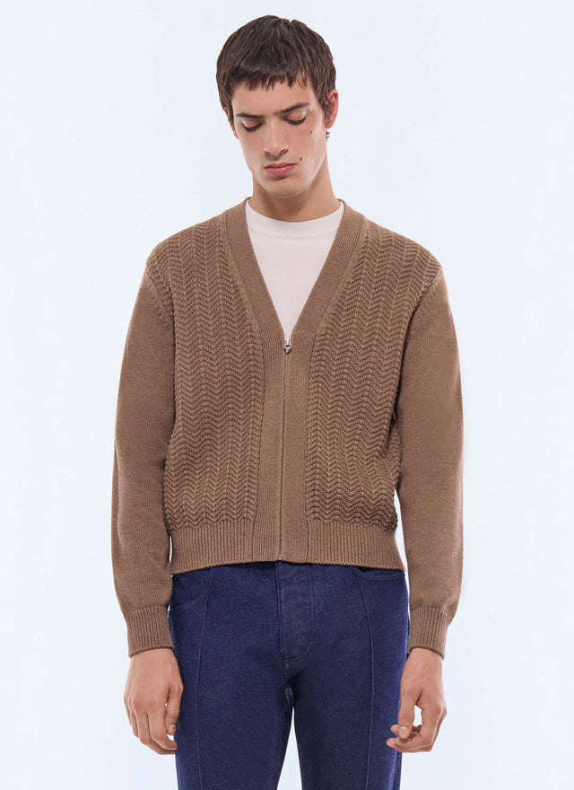 Wool And Cotton Zip Cardigan