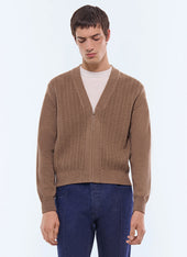 Wool and cotton zip cardigan