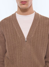 Wool And Cotton Zip Cardigan