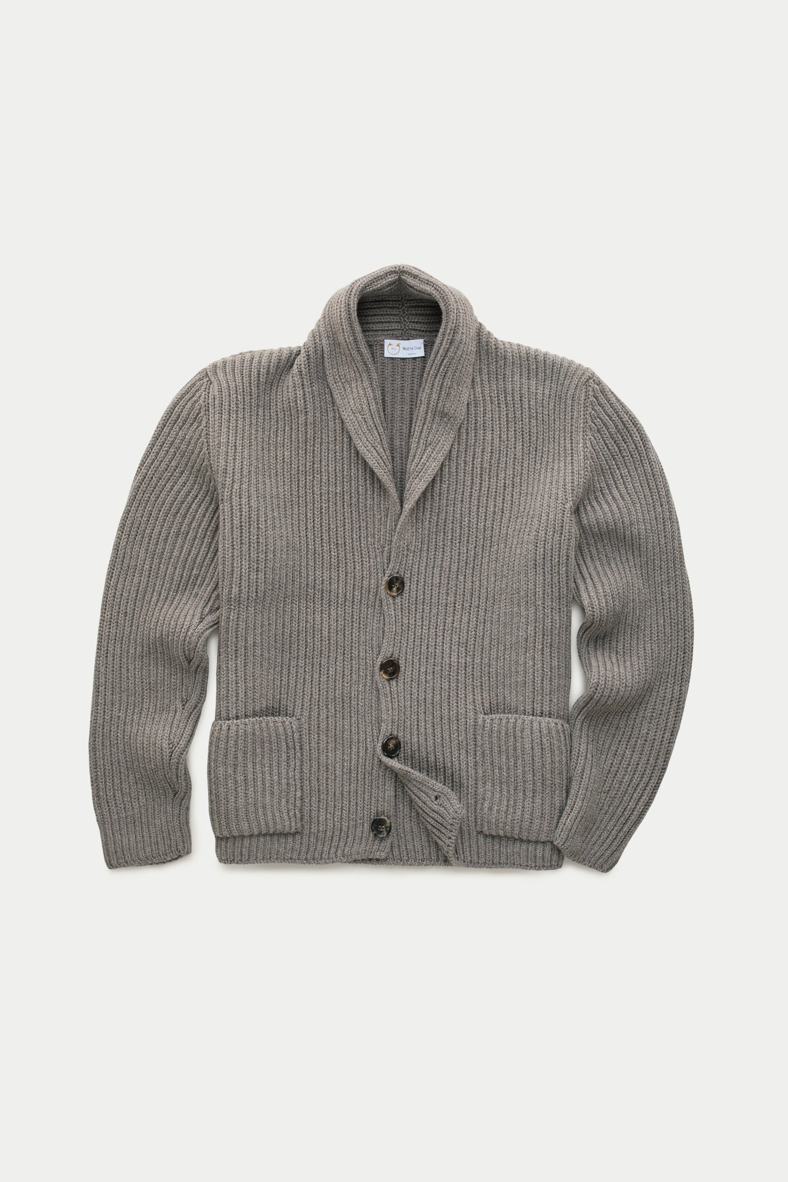 Wool Chunky Shawl Collar Cardigan Cocoa Powder
