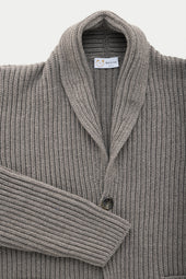 Wool Chunky Shawl Collar Cardigan Cocoa Powder
