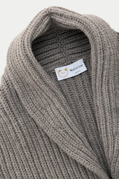 Wool Chunky Shawl Collar Cardigan Cocoa Powder