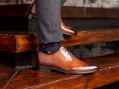Carlo Wholecut Oxford Plain Toe Brandy Nicol Croc