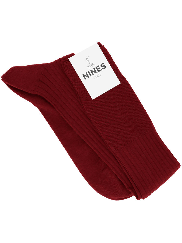Red High Pure Merino Wool Knee Socks