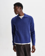 Carter Open Collar Fluffy Wool Knit Polo