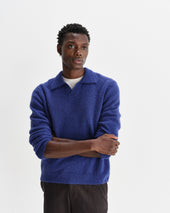 Carter Open Collar Fluffy Wool Knit Polo