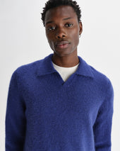Carter Open Collar Fluffy Wool Knit Polo