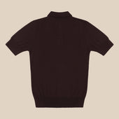 Cashmere silk tennis polo in dark brown