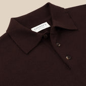 Cashmere silk tennis polo in dark brown