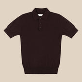Cashmere silk tennis polo in dark brown