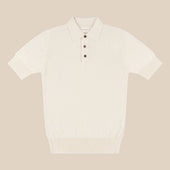 Cashmere silk tennis polo in cream