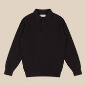 Cashmere polo shirt in dark brown