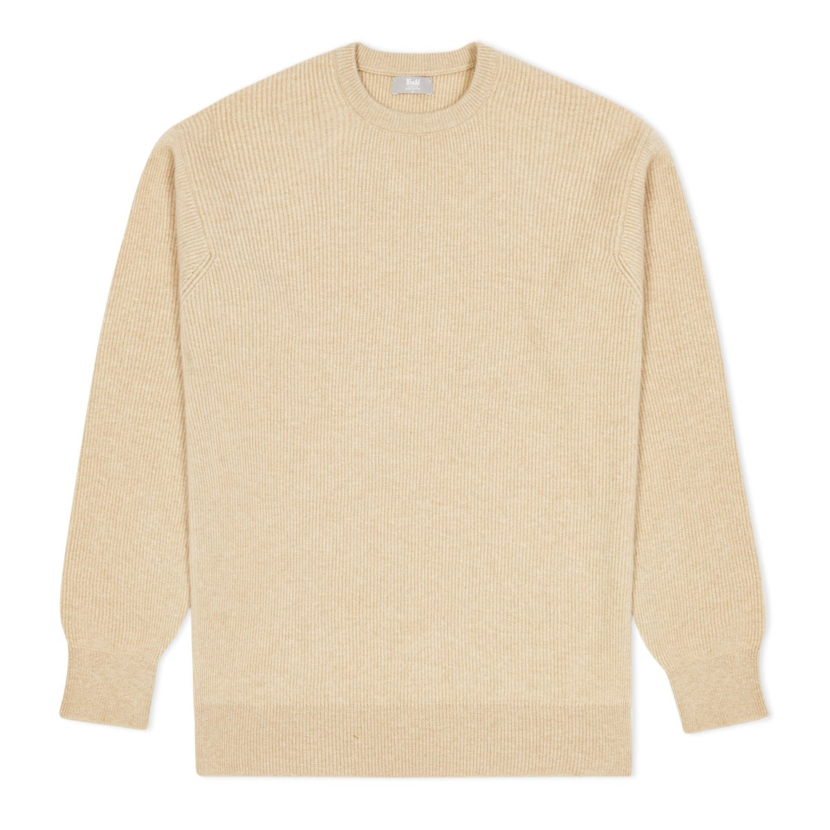 Cashmere Fishermans Rib Crew Neck Jumper In Linen