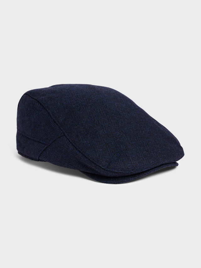 Casquette en laine mélangée bleu indigo