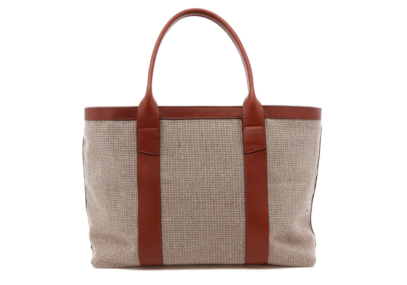 Large Working Tote Castlerock Loom Chestnut Trim Sunbrella