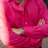 Casual Linen Shirt In Hot Pink