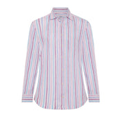 Casual Stripe Linen Shirt In Blue And Pink