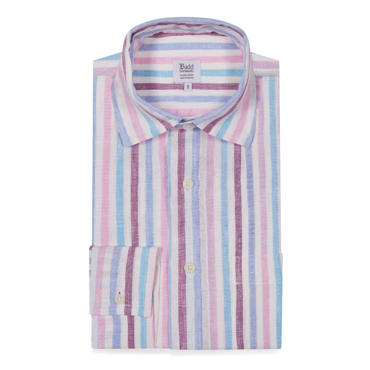 Casual Stripe Linen Shirt In Blue And Pink