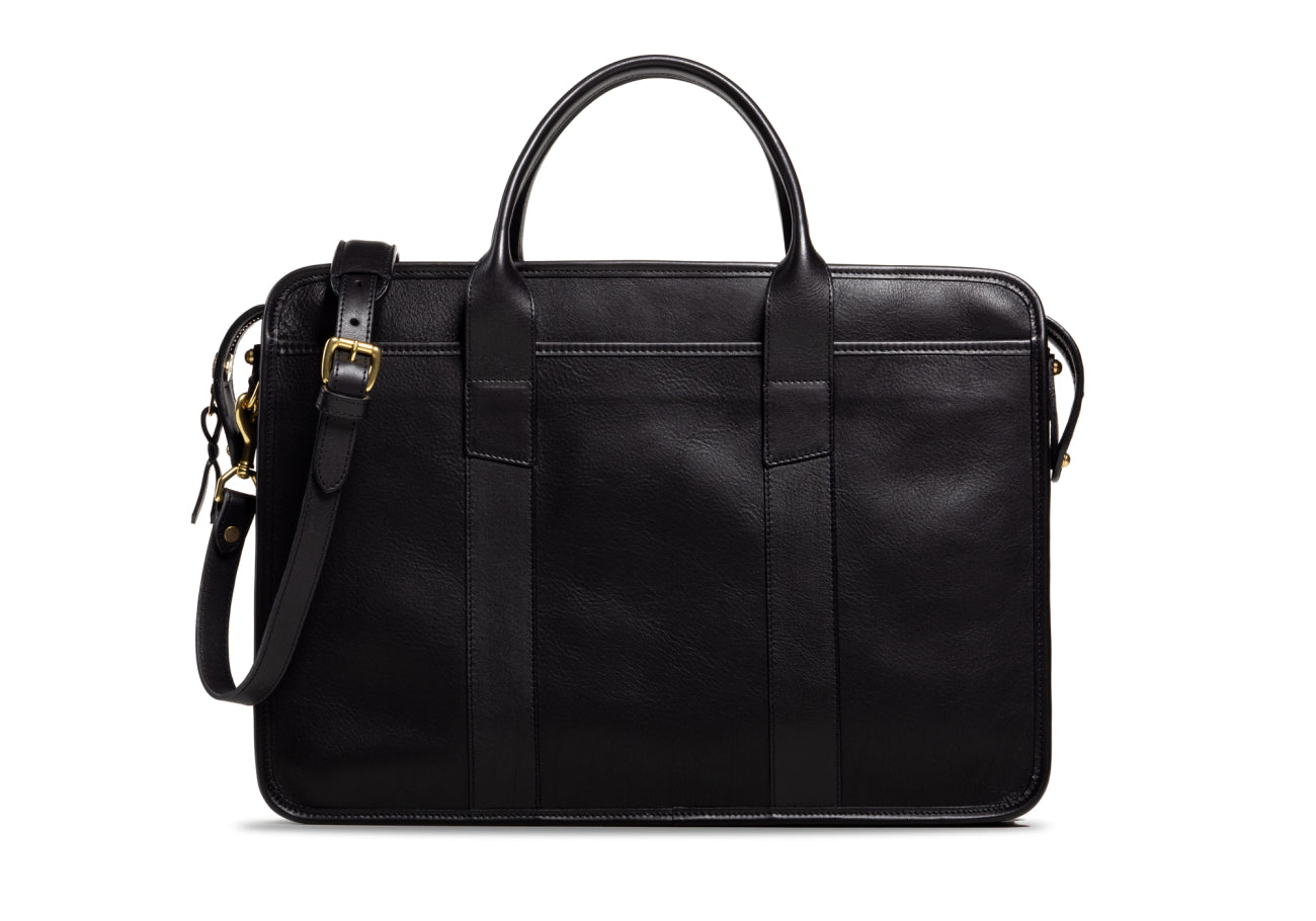 Bound Edge Zip Top Briefcase Shrunken Grain