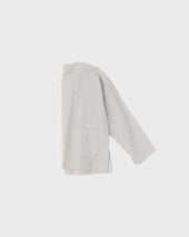 Japanese Typewriter Cotton Dorothy Shirt Natural Navy Grey Stripe