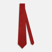 Red Lattice Patterned Printed Silk Tie