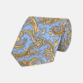 Light Blue and Yellow Large Paisley Silk Tie