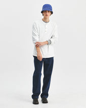 Henley Neck L S T Shirts Off White