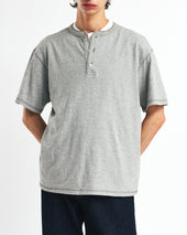 Henley Neck T Shirts Melange Grey