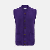 Purple Merino V-Neck Sleeveless Cardigan