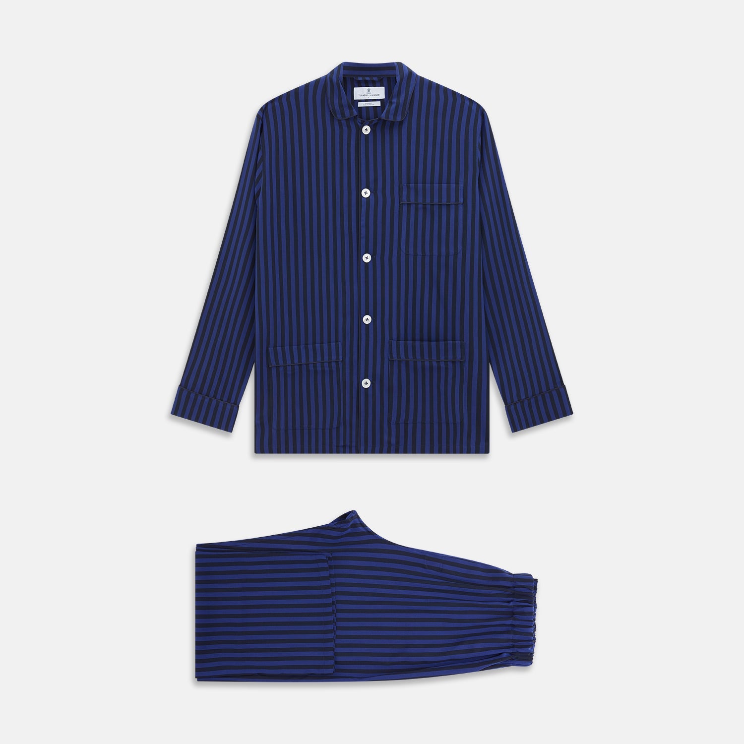 And Navy Candy Stripe Silk Hyde Pyjamas Set