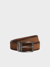 Ceinture ajustable en cuir nubuck camel