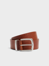 Ceinture en cuir grainé cognac