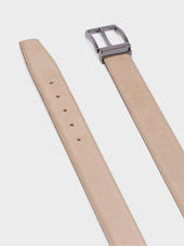 Ceinture Ajustable En Cuir Nubuck Beige