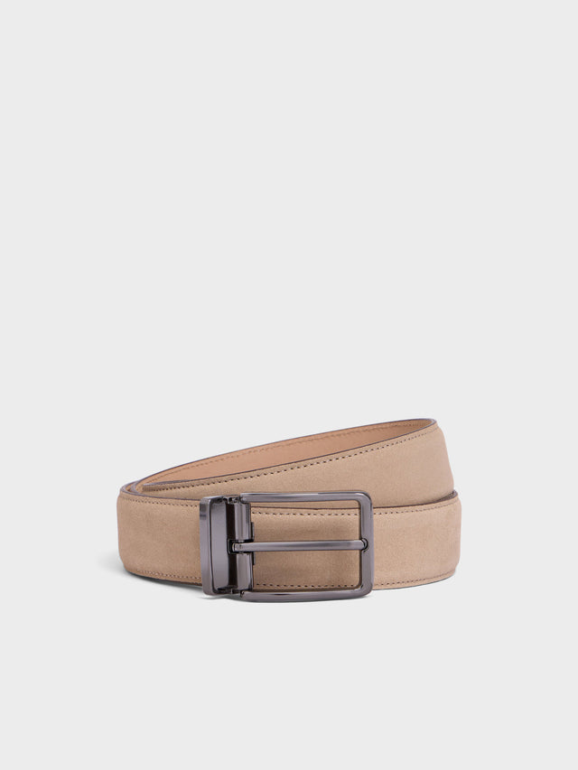 Ceinture ajustable en cuir nubuck beige