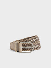 Ceinture tressée beige et marron