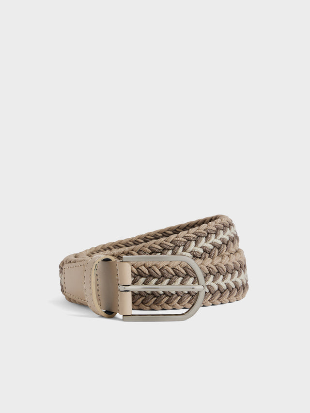 Ceinture tressée beige et marron