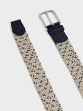 Ceinture Tress E Beige Et Bleu Indigo