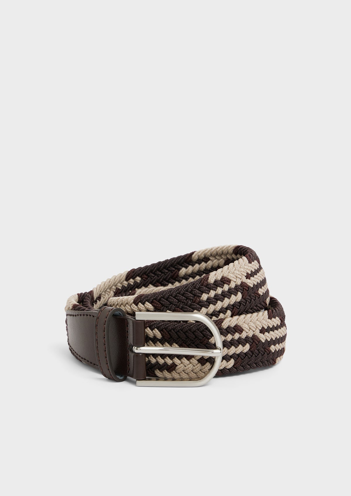 Ceinture Tress E Marron Glac Et Beige