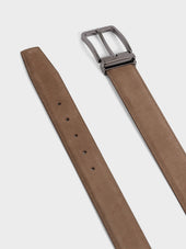 Ceinture Ajustable En Cuir Nubuck Marron