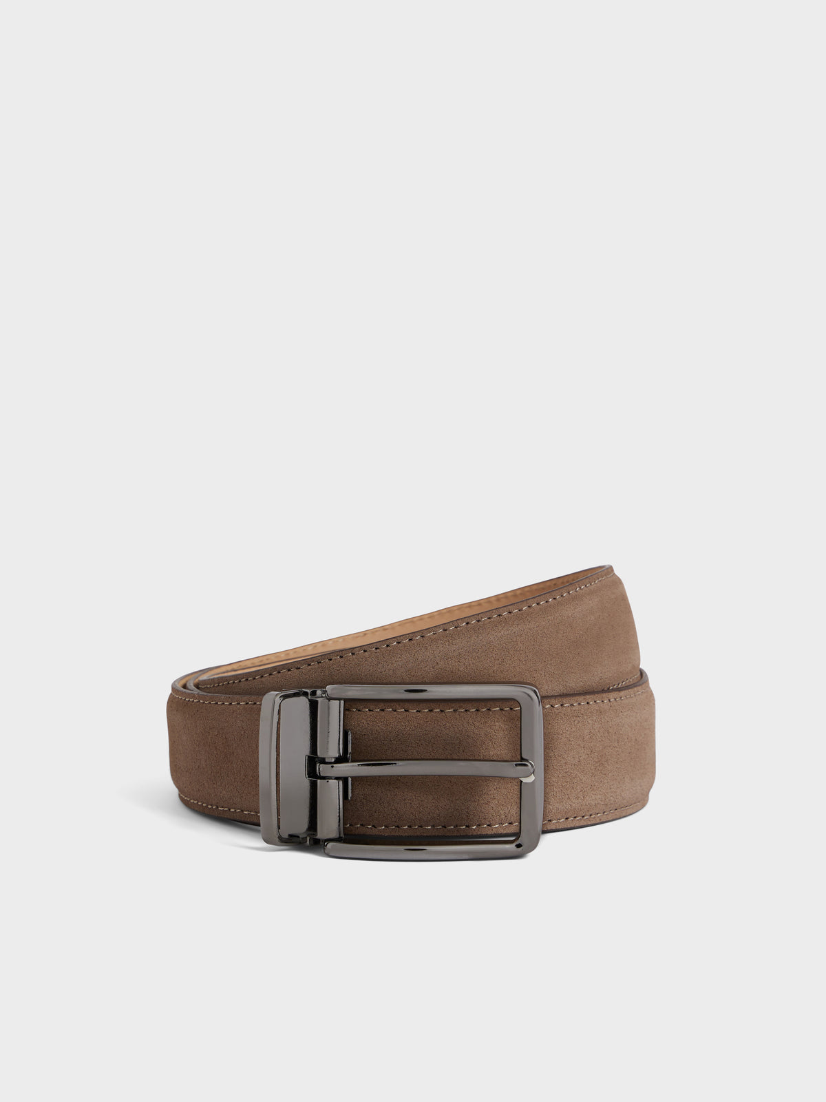 Ceinture Ajustable En Cuir Nubuck Marron