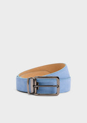 Ceinture ajustable en cuir nubuck bleu ciel