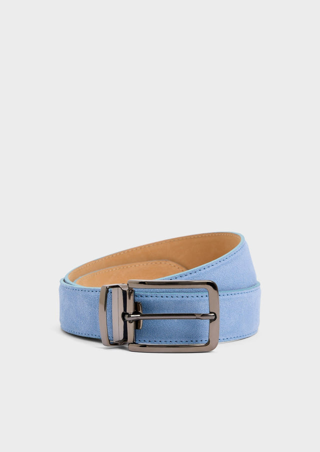 Ceinture ajustable en cuir nubuck bleu ciel