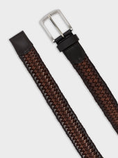 Ceinture Tress E En Cuir Cognac