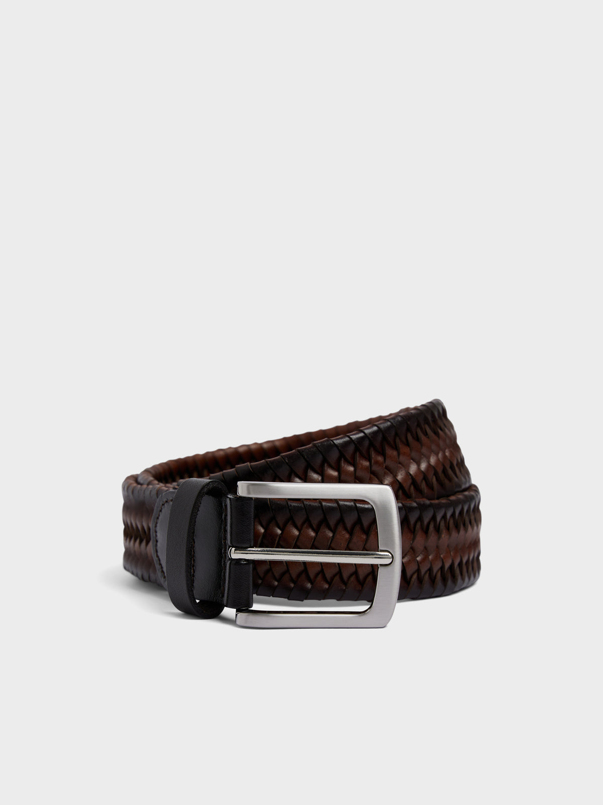 Ceinture Tress E En Cuir Cognac