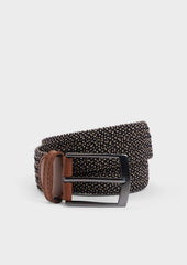 Ceinture tressée bleu marine et beige