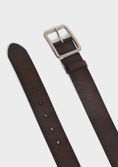 Ceinture En Cuir Lisse Marron