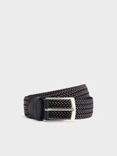 Ceinture tressée bleu marine et gris