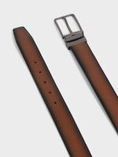 Ceinture Ajustable Et R Versible En Cuir Lisse Cognac